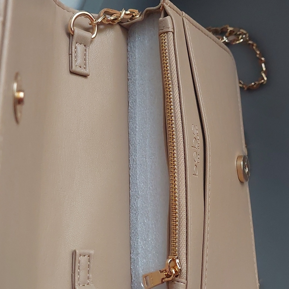 Bebe Zaza Flap Quilted Crossbody Beige - Picture 6 of 10